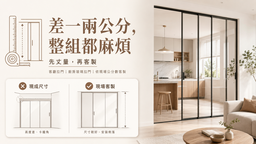 差一兩公分，整組都很麻煩，連動拉門一定要先丈量再客製化
